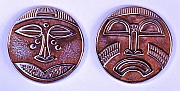 Matching Grant, Fund Raising Medallion-Sized African Comedy/Tragedy Masks made exclusively for The Found Theatre in Long Beach; and designed and hand-produced by Dwight H. Bennett.