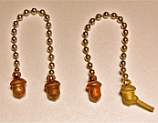 Ball Chain Acorn Finials, like these “Hubbell Removables” used on lamps in the 1920s were reverse engineered and hand-fabricated by Dwight H. Bennett.