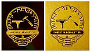 Dwight H. Bennett’s logo photo-etched in brass:  Good examples of unenhanced positive and negative photo etching results of the same design.