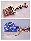 Sterling Silver One-off charm bracelet charms:  Paintbrush and Heart designed and hand-fabricated by Dwight H. Bennett.