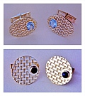 Two pairs of One-off Sterling Silver Cufflinks, one set with blue topaz, and the other lapis lazuli, designed and hand-fabricated by Dwight H. Bennett.