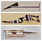 3 Sterling Silver One-off Letter Openers all based on architectural themes (the one has a thick, spinning copper disk) hand-fabricated by Dwight H. Bennett.
