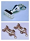 2 One-off Sterling Silver Bracelet Charms:  An “I [heart] U” rubber stamp, and 2 generic racecars with rubber tires designed and hand-fabricated by Dwight H. Bennett.