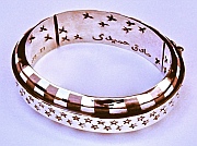 One-off Hinged Bracelet of Sterling, Copper and a Bezel-Set Citrine (which is a clasp button on the other side), designed and hand-fabricated by Dwight H. Bennett.